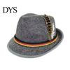 Versatile Casual Hat Fedora with Feather, Short Brim Vintage Jazz Hat, German School Cultural Festival Accessory Oktoberfest Costume Accessories