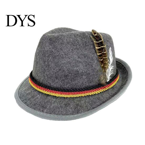 Versatile Casual Hat Fedora with Feather, Short Brim Vintage Jazz Hat, German School Cultural Festival Accessory Oktoberfest Costume Accessories