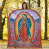 Our Lady of Guadalupe Pattern Flannel Throw Blanket Religion Mary Soft Cover Lightweight Warm for Bedroom Sofa Decor Kids Adults