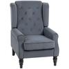 Ohrensessel Sessel, Vintage Design, Knopfheftung, Gedrehte Beine, 74 cm x 86 cm x 102 cm, Grau