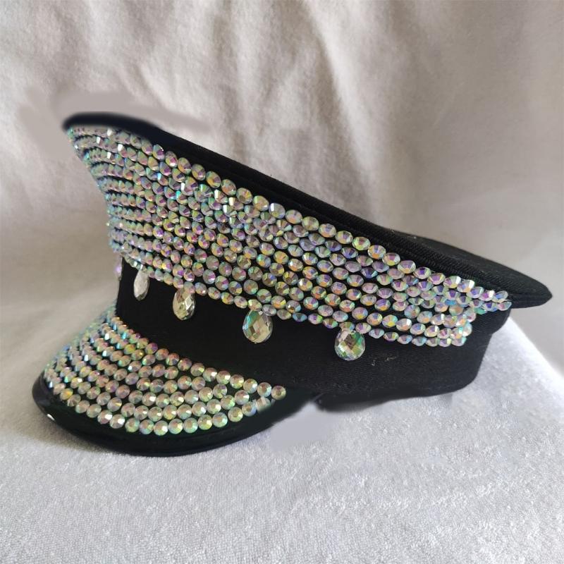 Bridal Hat Captain Hat with Crystals Sailor Hat for Wedding Girl Officer Hat for Wedding Bachelorette Party