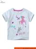 Korean Style Little Horse Cartoon Girl's Cotton T-shirt - Summer Short-Sleeved Sweat-Absorbent Top