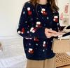 Autumn and Winter Women's Sweater Christmas Day Pullover Sweater Round Neck Loose Knit Sweater