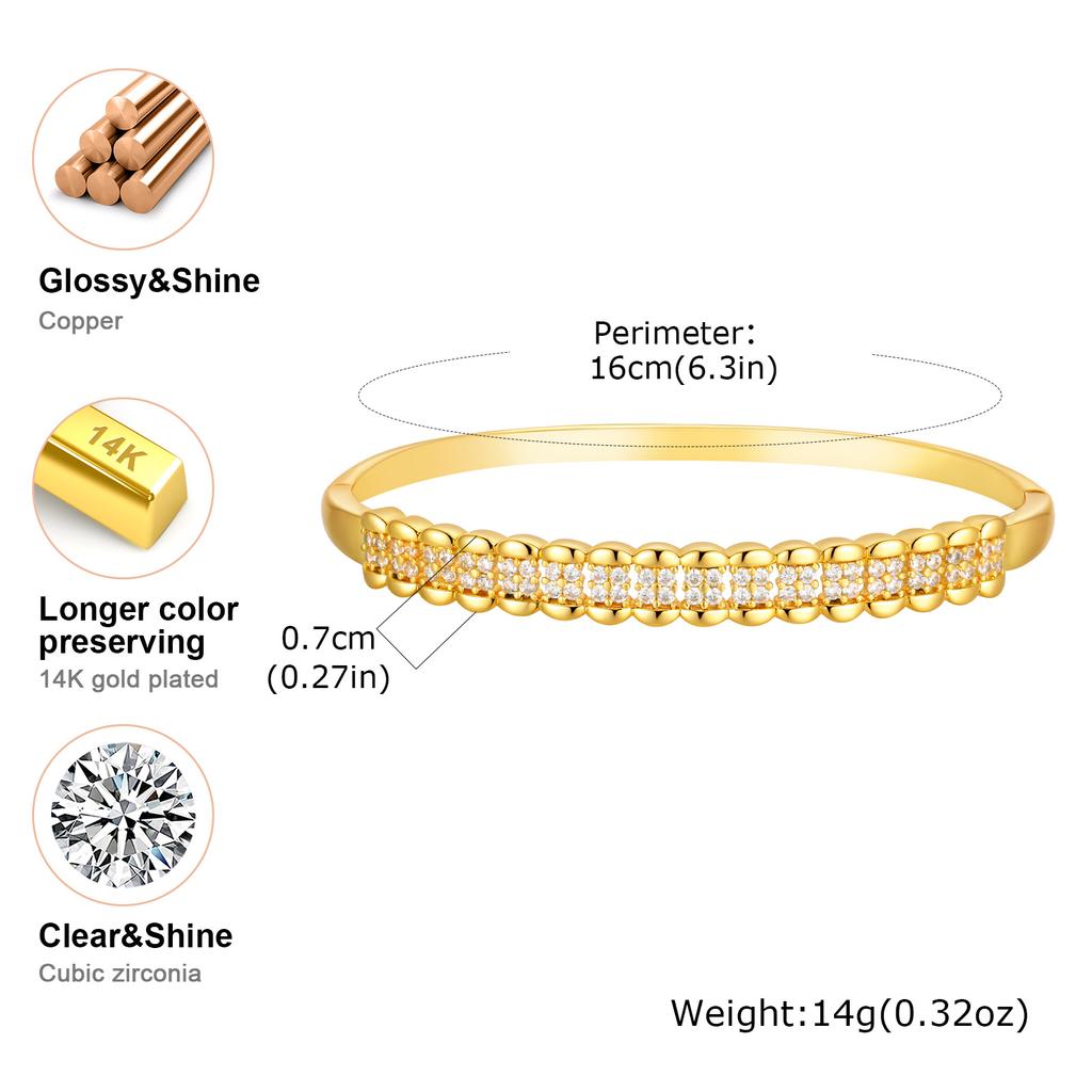Luxury Zirconia Bangle, Gold Plated CZ Statement Wrist Bracelets for Women, Valentine's Day Wedding Birthday