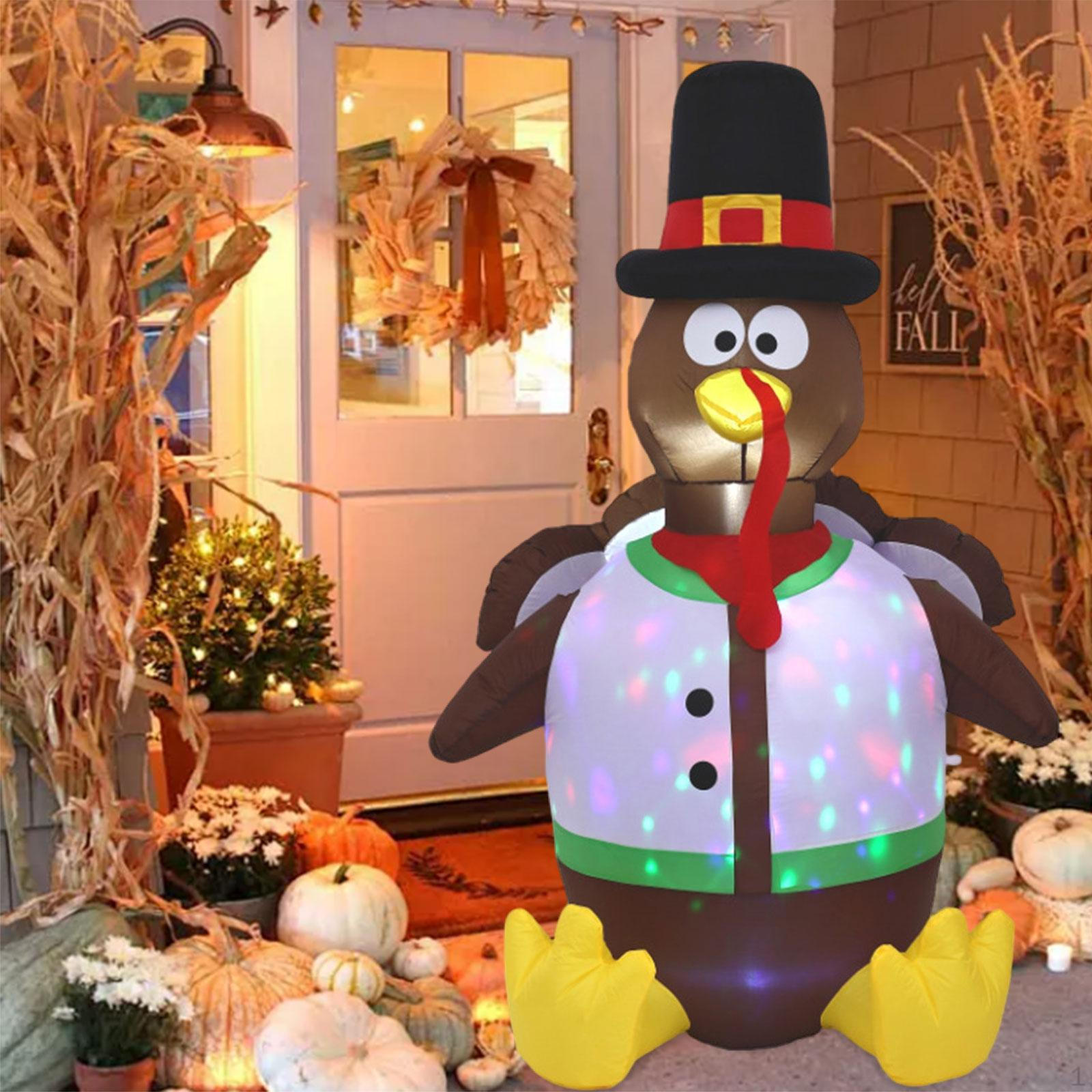 

Thanksgiving Inflatable Turkey Decor Decoration Built in Colorful LED for Autumn Garden