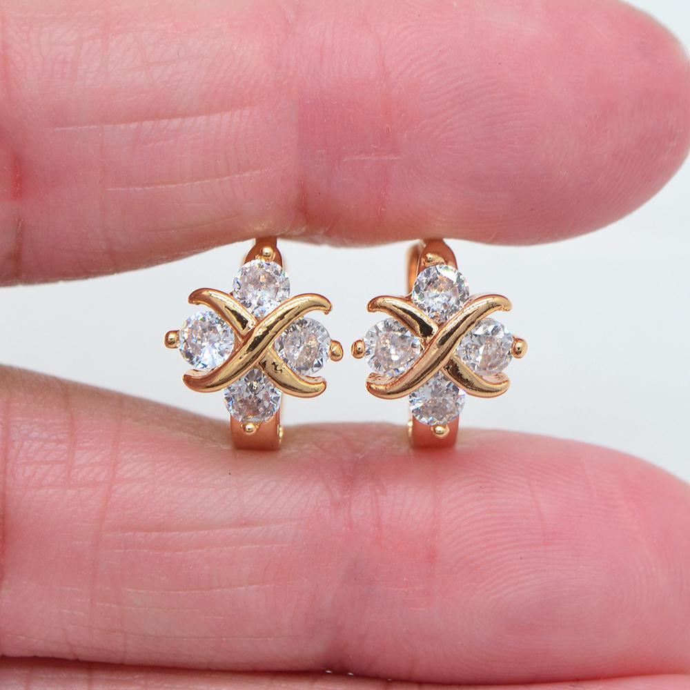 Women Fashion Rainbow Zircon CZ Infinite Symbol Huggie Hoop Earrings Jewelry