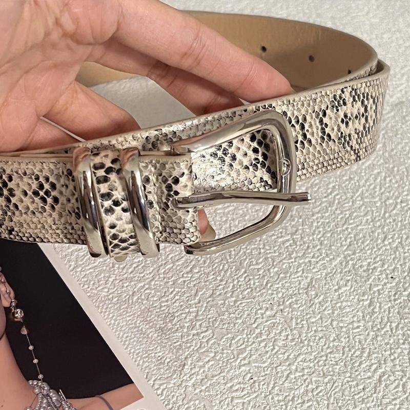 Retro Personalized Waistband for Women Girls with Sense of Niche Design Versatile Leopard Print Snake Skin Pattern Daily Belt