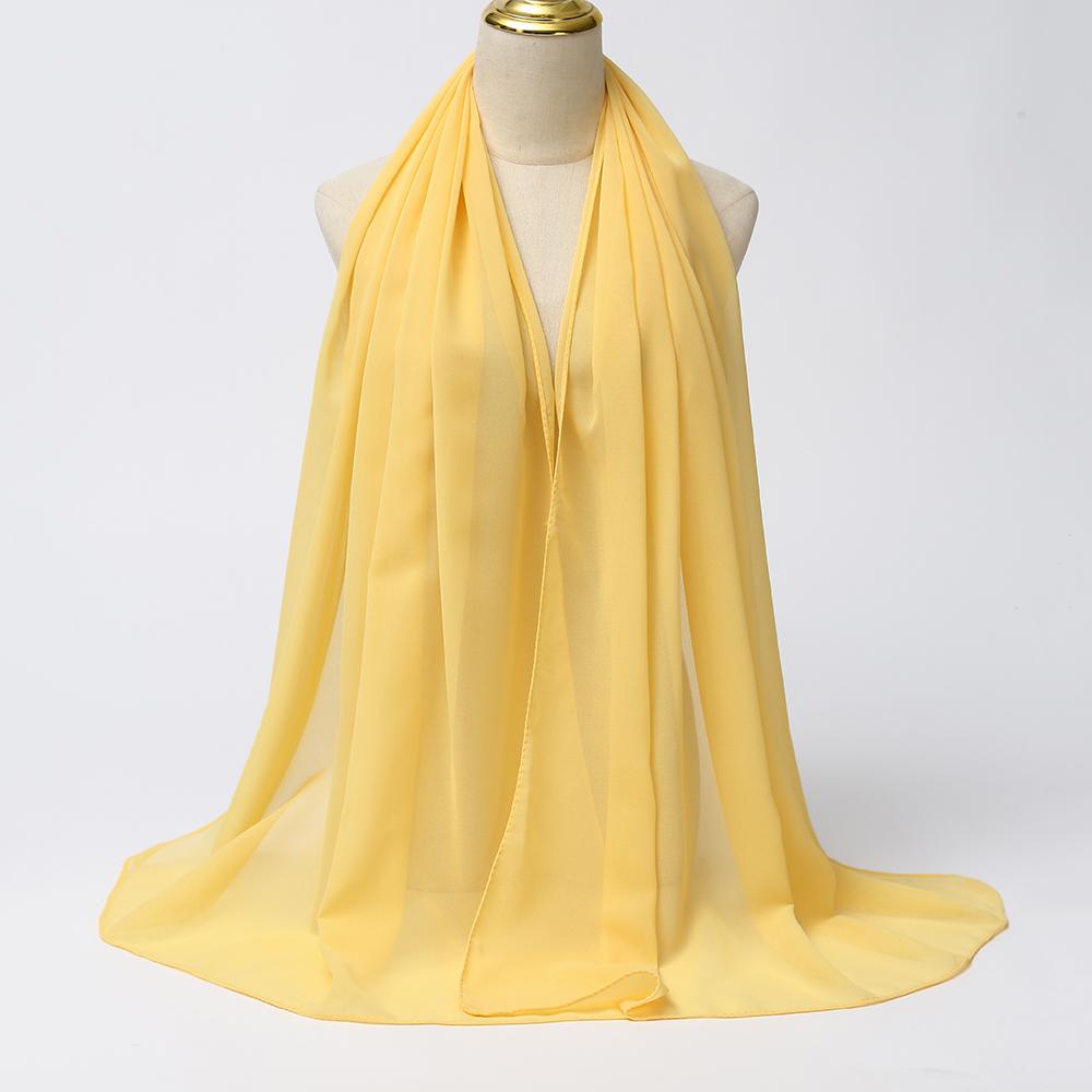 Muzułmańska Chiffonowa Szal Hijab Kobiety Długi Jednolity Kolor Nakrycie Głowy Dla Kobiet Hidżaby Szaliki Panie Muzułmańska Woalka Hidżaby z Jerseyu