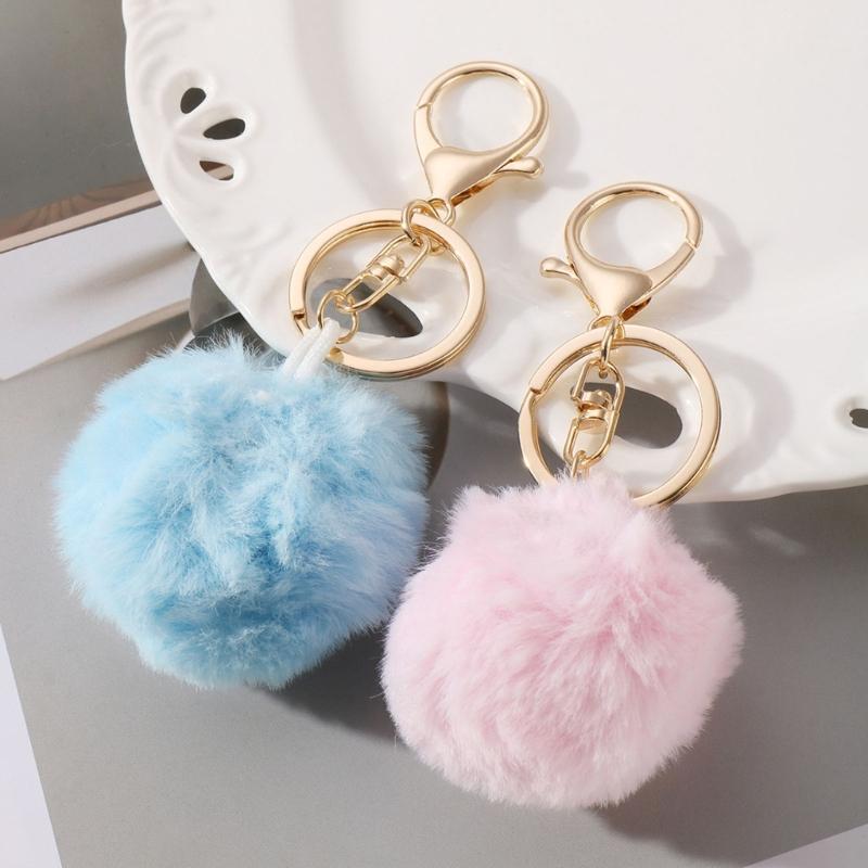 Customizable Plush Ball Keychain Charm For Bags Keys DIY Accessory With Vibrant Sturdy Polyester Design