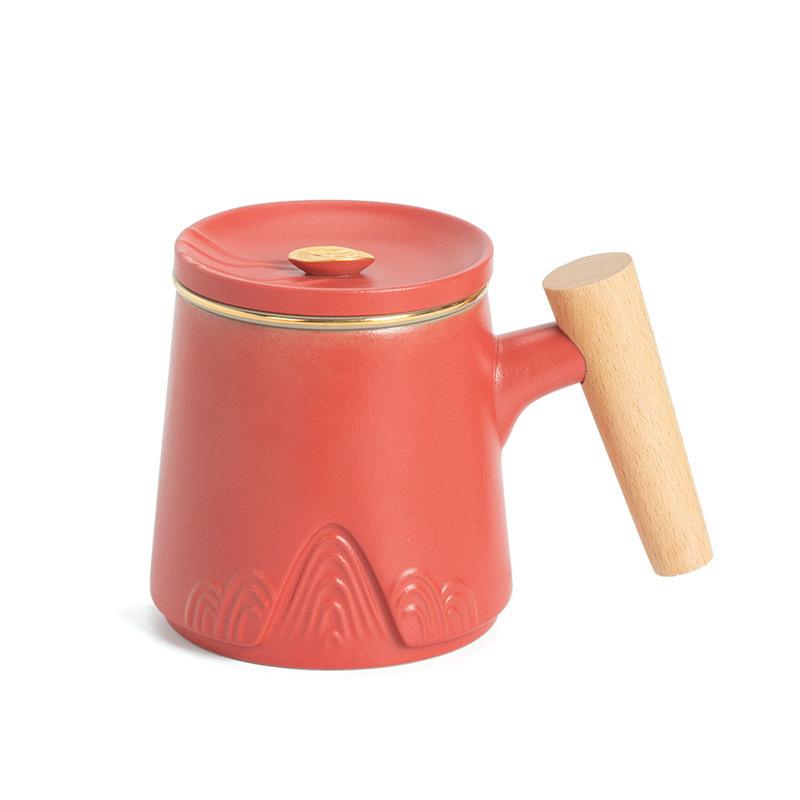 Ceramic Office Cup With Lid Filter Tea Separation Cup Home Office Personal Water Cup
