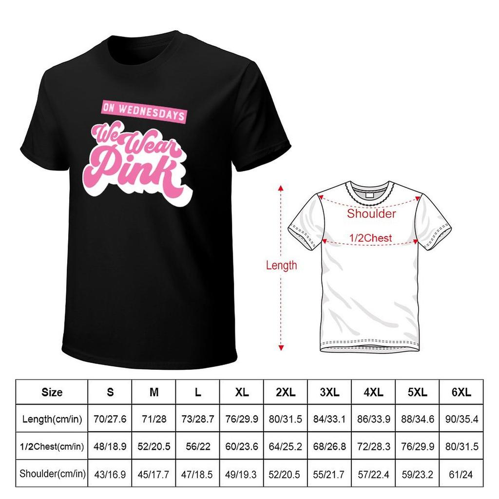 On Wednesdays We Wear Pink T-Shirt Graphic T Shirts Cotton Graphic Tees Plus Size Men Clothing