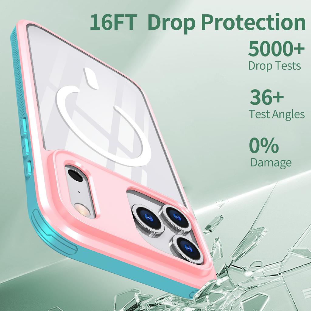For iPhone 17 Pro Case Compatible with MagSafe TPU PC Clear Phone Back Cover