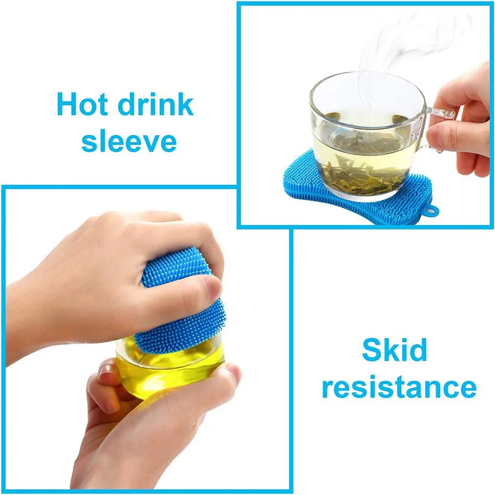 Practical Silicone Sponge Dish Washing Scrubber Household Cleaning Kitchen Gadgets Brush Accessories For Dishes