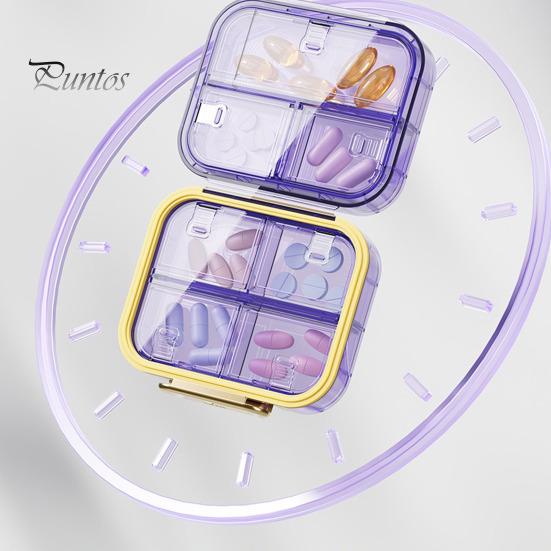 Bärbar pillerlåda Fukt Dammtät Säker stängning Miljövänlig lång livslängd minidispenser för resor