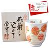 A Day Gift of Arita Ware Teacup with a Small Carnation Design and a Message Made In Wooden Mother's Gratitude. Card. Japan. Box.