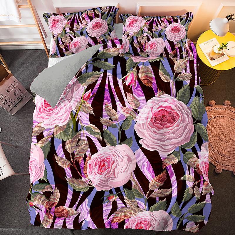 Цветочный узор пододеяльник комплект наволочек постельное белье комплекты Twin/Queen/King — фото 5