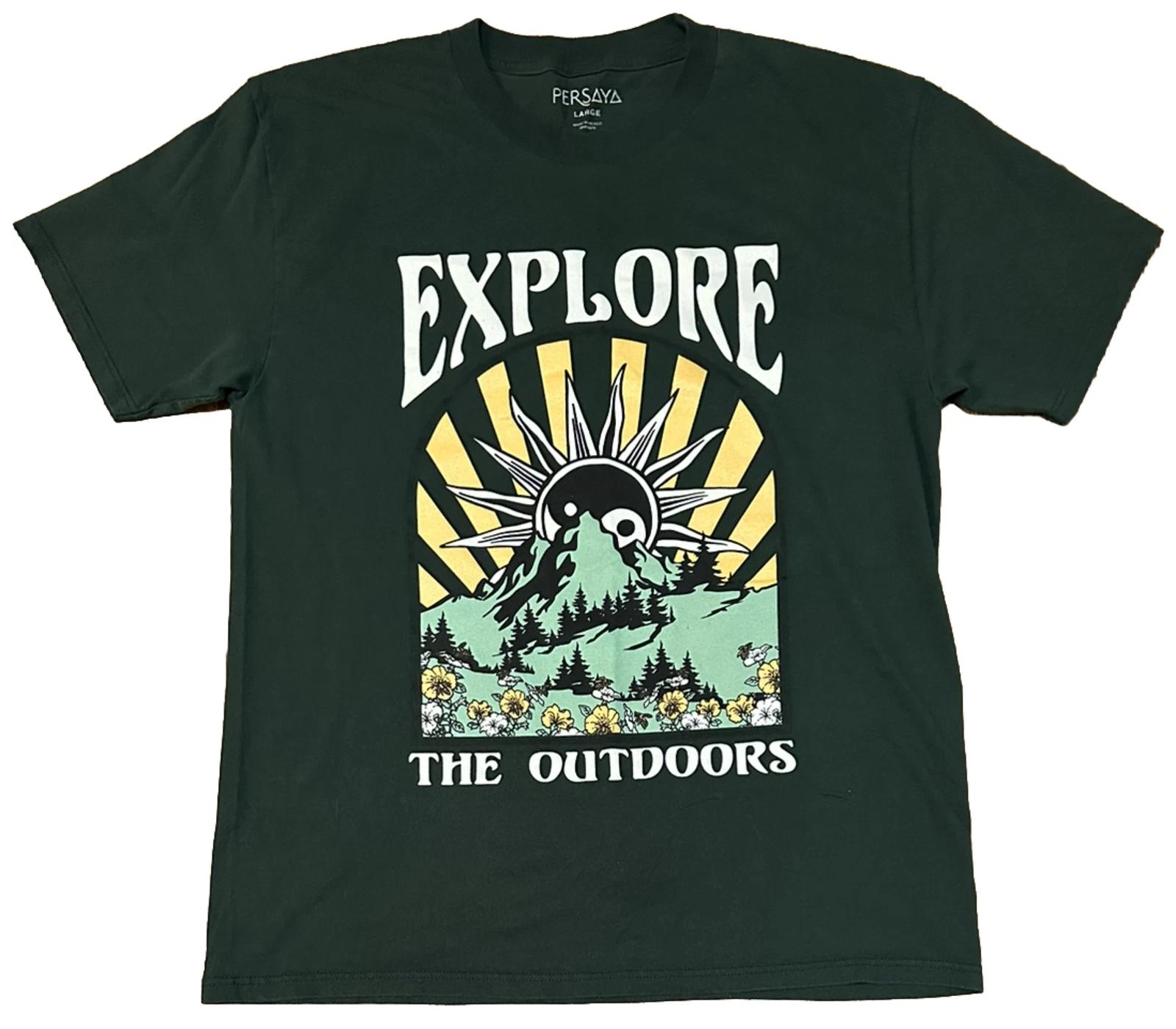 

Persaya Explore The Outdoors Green Short Sleeve T Shirt Adult Size Large 4XL