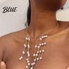 Corrosion-resistant Jewelry Long Tassel Metal Open Choker Star Imitation Pearl