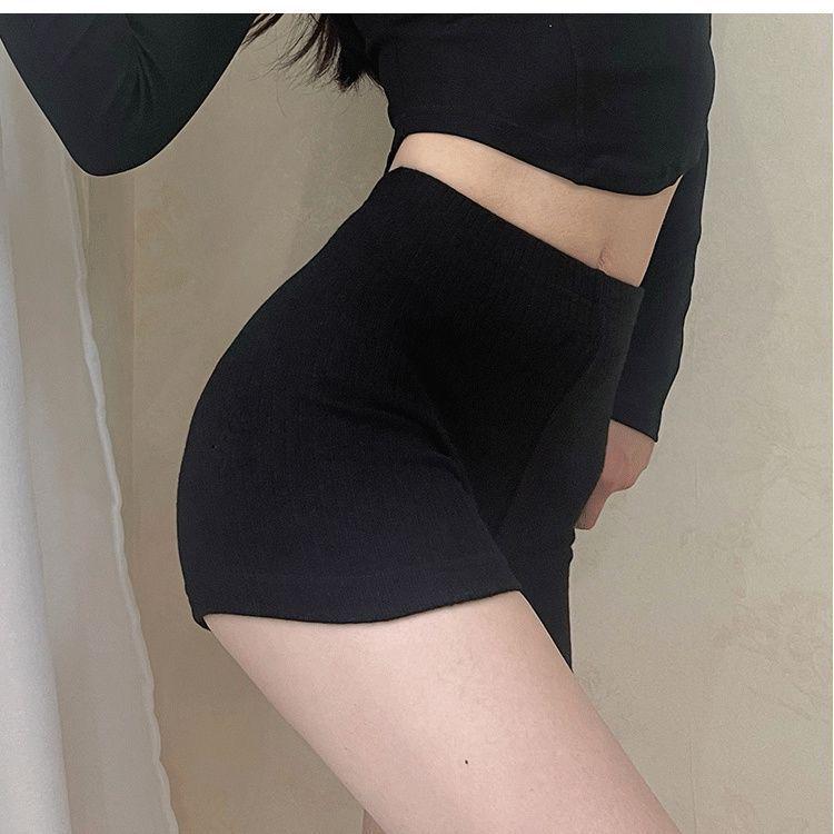 Women's High-Waisted, Butt-Lifting European & American Style Fitness Shorts (3/4 Length, Tight-Fitting, Anti-Exposure)