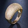 EmmayaElegant Gold Hip Hop Ring for Women Fashion Inlaid Zircon Red Stones Wedding Rings Set Party Bridal Engagement Jewel