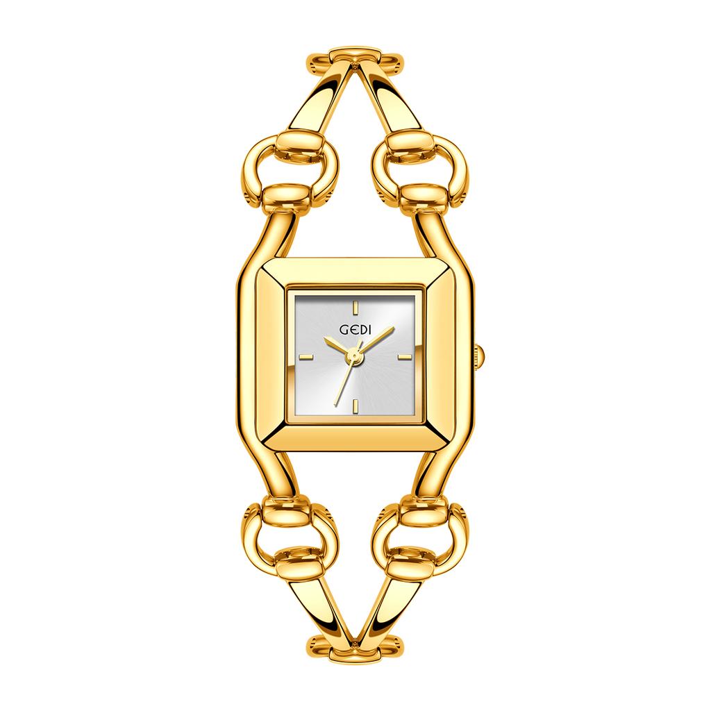 NEW Luxury Design Women's Watch Square Dial Skeleton Bracelet Quartz Ladies' Timepiece Stylish Office Wear Companion