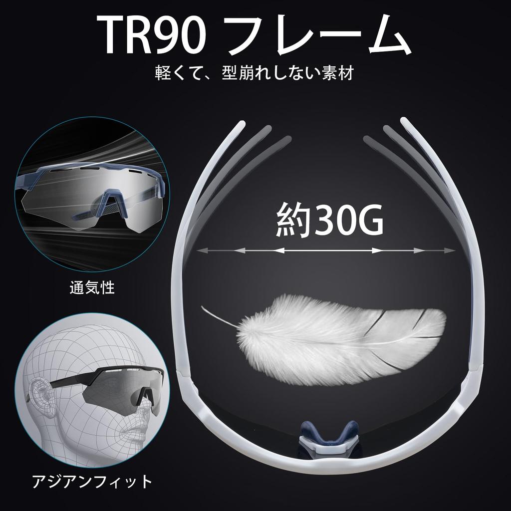 ROCKBROS Polarized Sports Sunglasses with 4 Interchangeable Lenses for UV Perfect for and for Men and Women Protection, Golf, Cycling, Fishing,