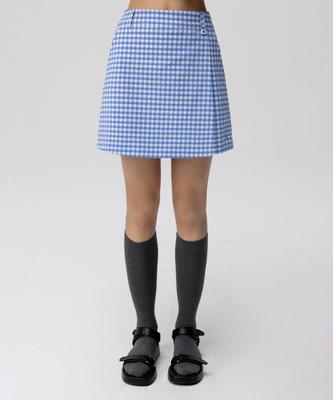 CLOVE [24Ss Clove] Gingham Wrap Shorts (Sky Blue)