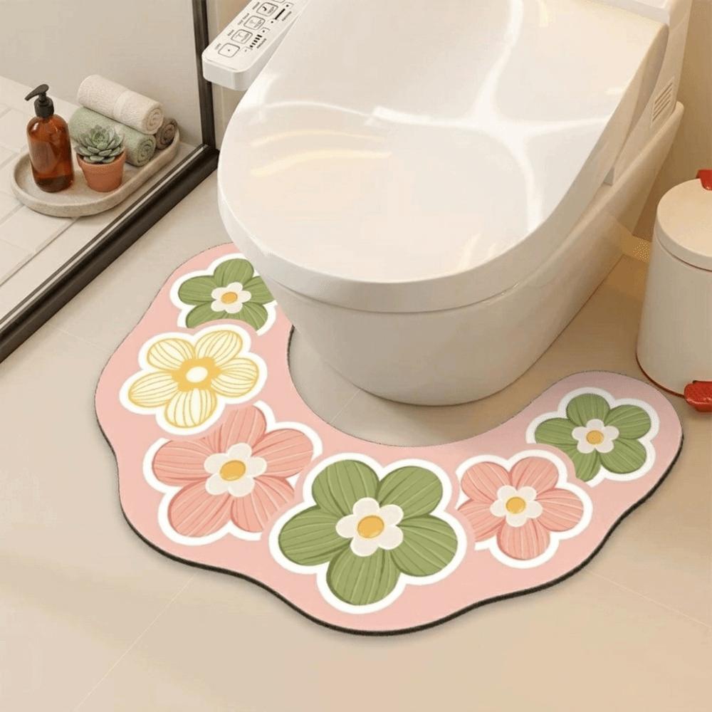 Quick Drying Toilet Mat Water Absorbing U-shaped Floor Mat Beautiful Door Mat Carpet Toilet Room