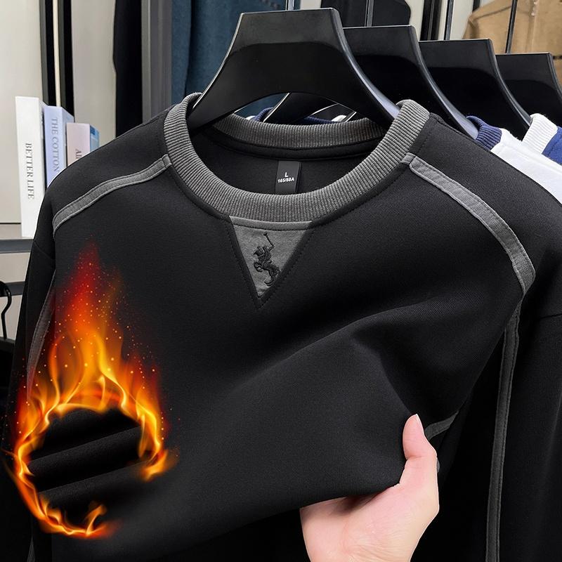 Herren O-Ausschnitt Langarm Pullover Hoodies Luxusmarke Pferd Stickerei Verdickt Wärme Lässig Vielseitig Herrenbekleidung