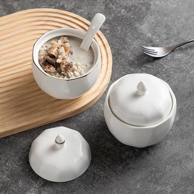 Hotel Restaurant Household Ceramic Tableware Diamond Stew Cup One Person Dessert Cup Stew Soup Stew Cup Dessert Cup