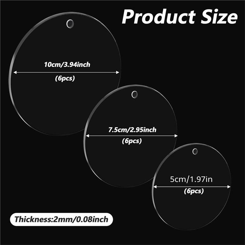 A84E-For DIY Crafts, Sublimation, And Keychain Projects 18Pcs Versatile Acrylic Ornament Blanks(5Cm/7.5Cm/10Cm)