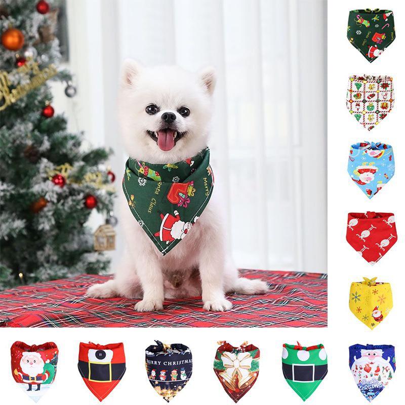Charming Christmas Dog Bandana Reversible Triangle Bibs Scarf For Large Pets