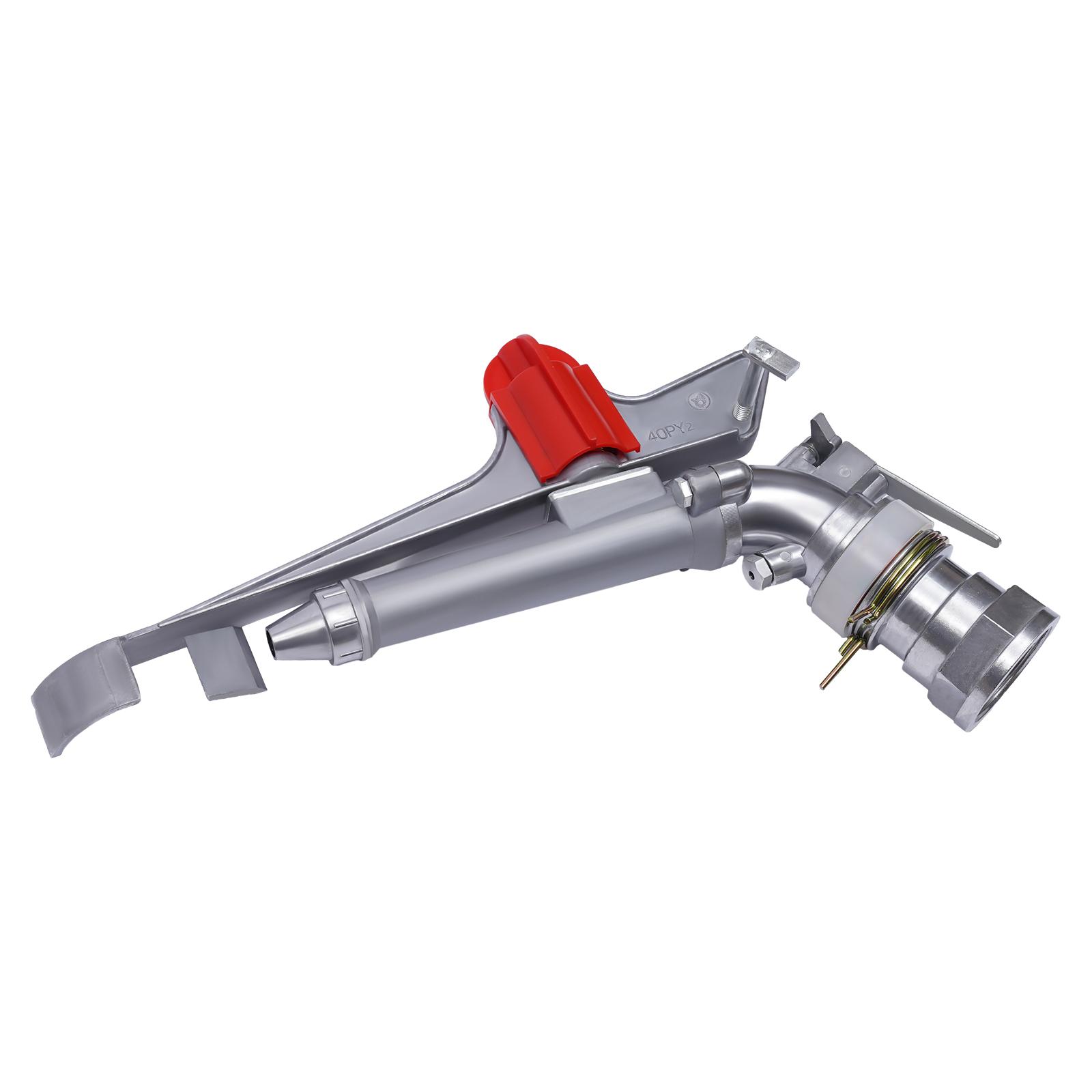 

Adjustable Irrigation Sprinkler Gun, 360° Rotating Lawn Water Sprayer, 80m Range with Zinc Alloy Body for Farm Garden Lawn срібний