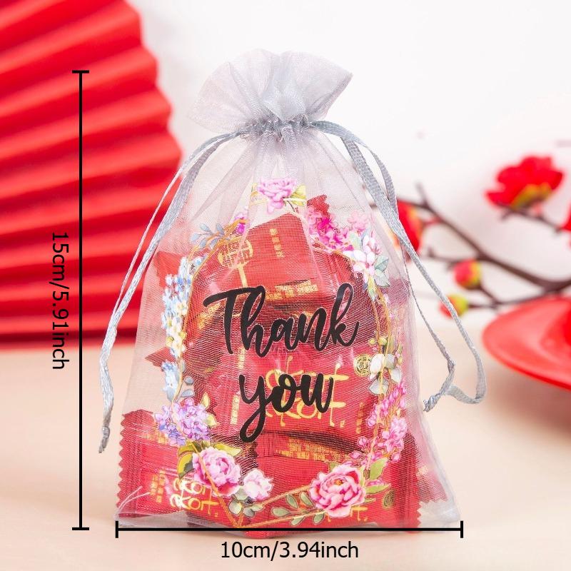 100pcs/set Party Gift Mesh Bag Jewelry Storage Packaging Bag Candy Party Drawstring Pouch Decorative Gift Bag for Events