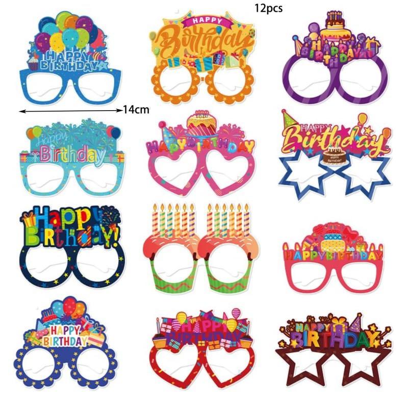 Paper Birthday Party Glasses Decorative Props Kids Adult Celebration Costume Accessory Fun Photo Booth Prop