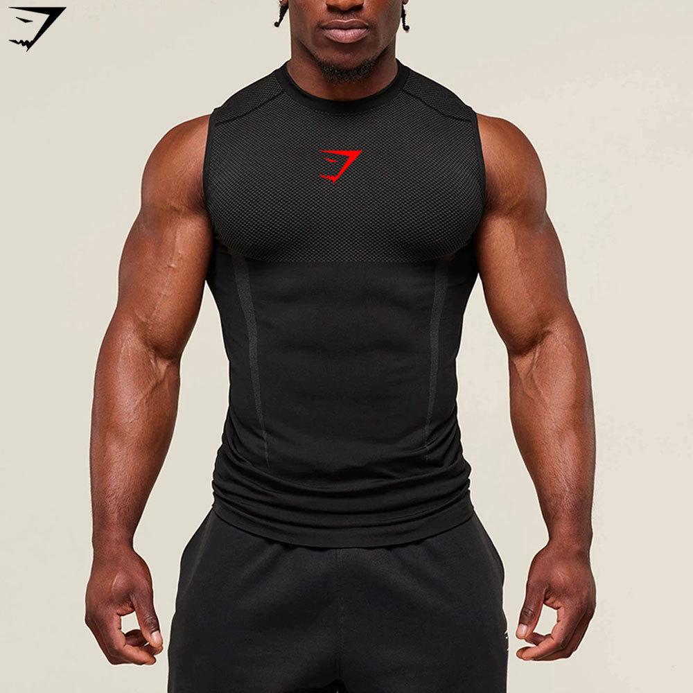 GYMSHARK Men's Breathable Tight-Fit Training Vest - Short Sleeve