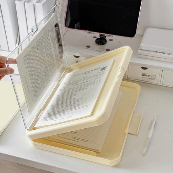 Multi-Function Exam Folder with Clip A4 Document Organizer Transparent Waterproof Writing Board Portable File Folder