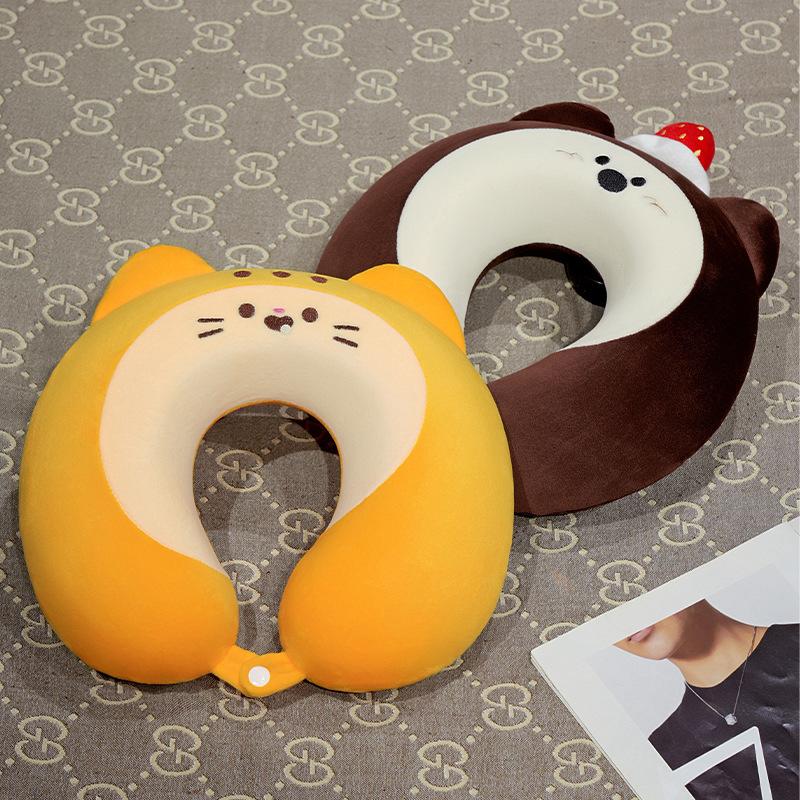 Cartoon Animal Cat U-Shaped Pillow Lunch Break Pillow Neck Pillow Office U-Shaped Pillow Girls Travel Convenient Neck Pillow