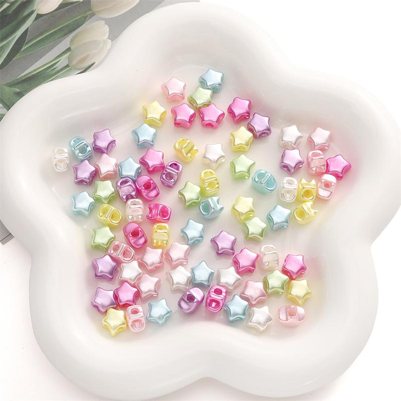 Handmade Beads Acrylic Color Plated Bead Light Pentagram Four-way Beads Loose Beads Handmade Diy Hand String Beads Accessories Materials Accessories