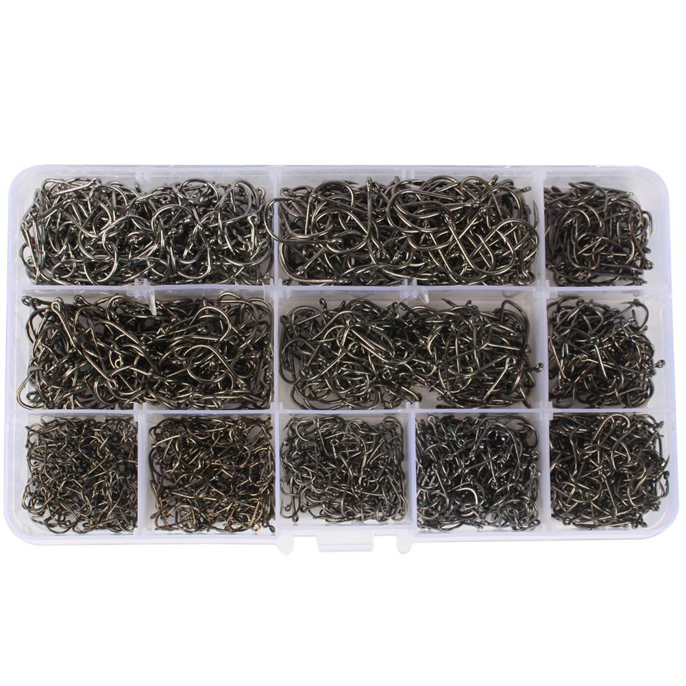 1600 Pcs/set Fishing Hook High Carbon Steel Barbed Perforated Fish Hook Fishing Accessories
