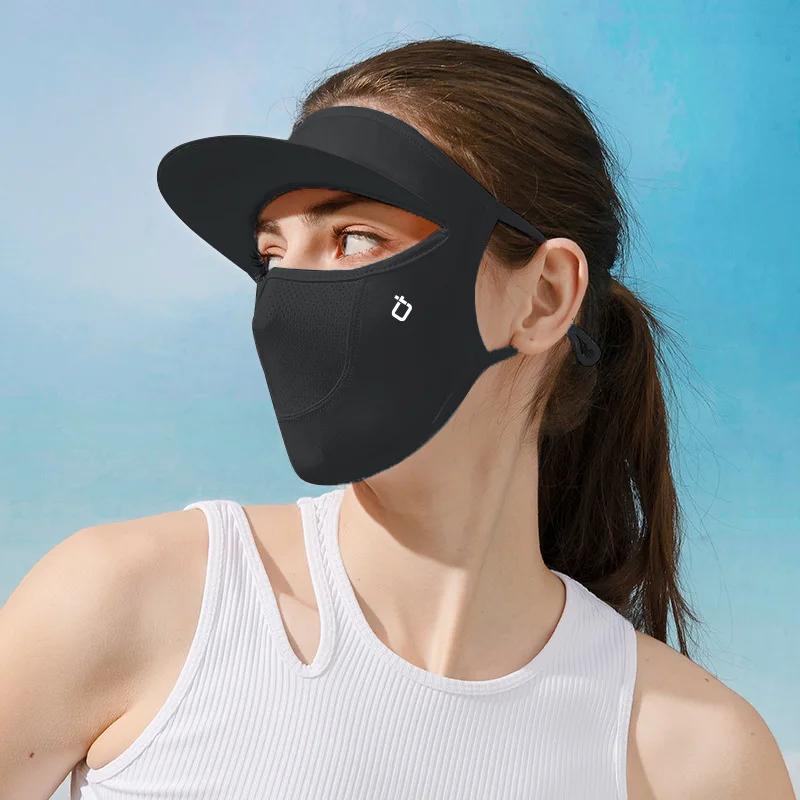 Summer Outdoor Sunproof Mask With Sun Visor Women Cycling Hiking Running Sun Hat Reusable Ice Silk Breathable Mask
