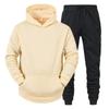 Mens Hooded Fleece Sweatshirt Set Solid Color Sport Tracksuit Winter Warm Long Sleeve Pants