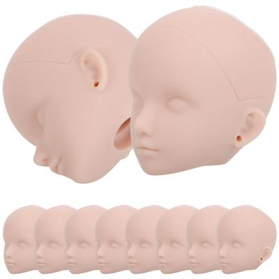 Set of Small Mannequin Heads Interchangeable for Makeup and Beauty Training 10-Piece (No Makeup), Practice, DIY,