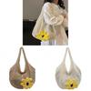 Minimalist Straw Tote Bag For Women With Flower Embellishments For Casual Day Out
