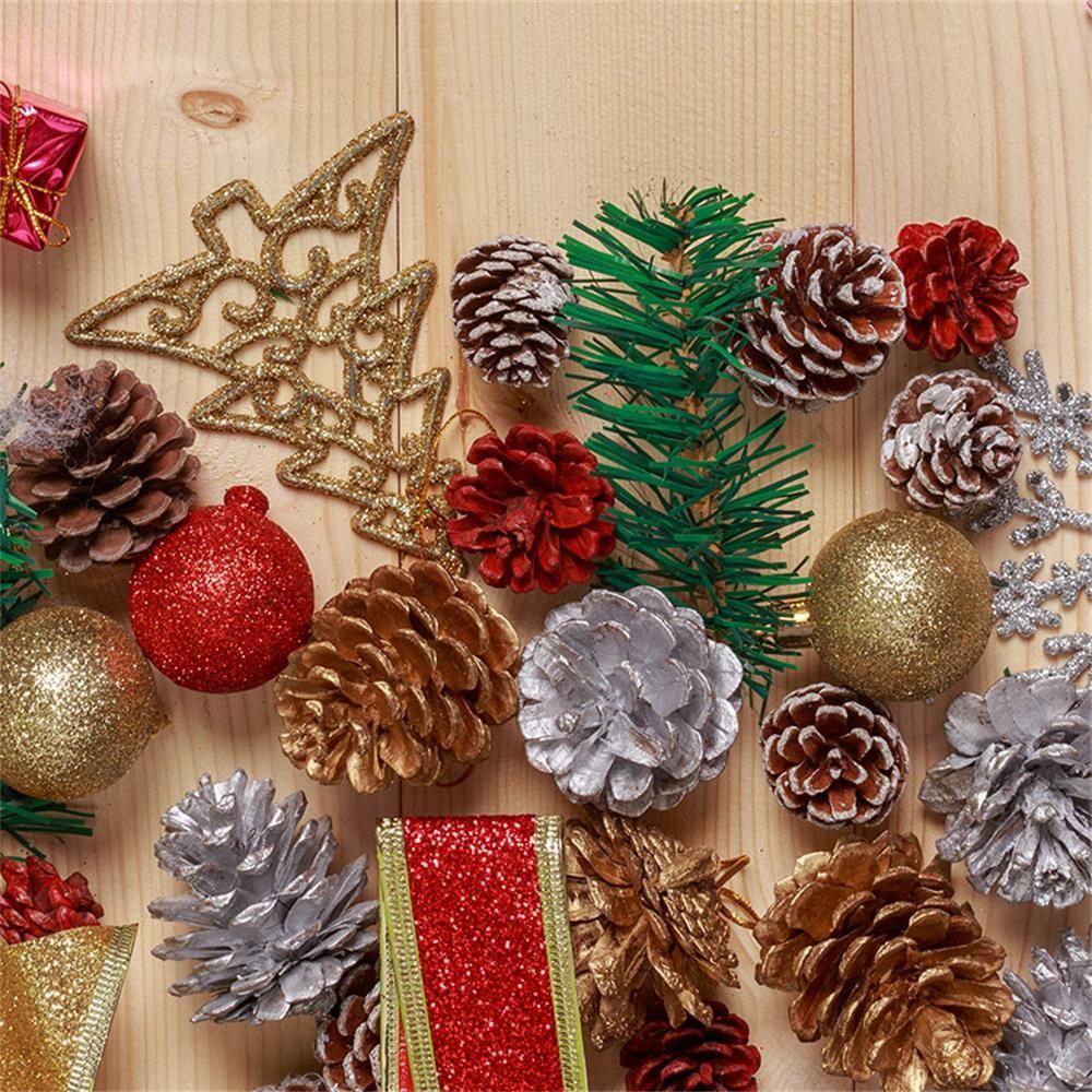 9Pcs/set Home Xmas Party Christmas Tree Ornament Pine Nuts Pinecone Hanging Ball