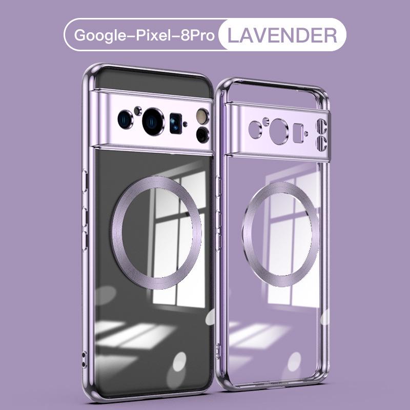 Compatible Electroplated Magnetic Drop-Proof Transparent Case for Google Pixel 9 Pro and 8 Protective Case