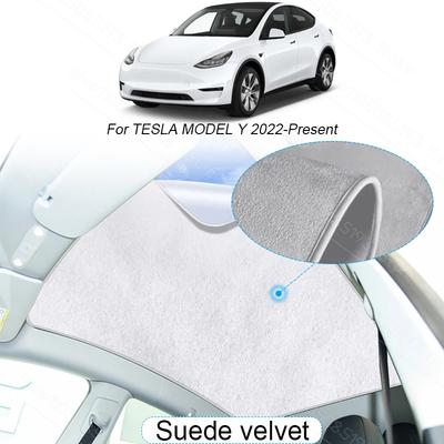 Car Suede Fabric Electrostatic Adsorption Sunroof Sunshade For TESLA Model Y 2022-Present Heat Insulation Skylight Accessory