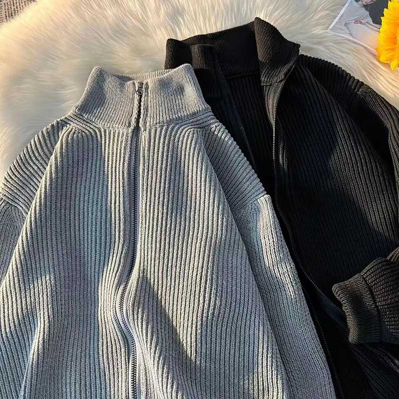 Thickened Jacket for Women Fall Warm Comfortable Loose Knitted Cardigan Zipper Sweater Casual Versatile Outside Wear Warm Jacket