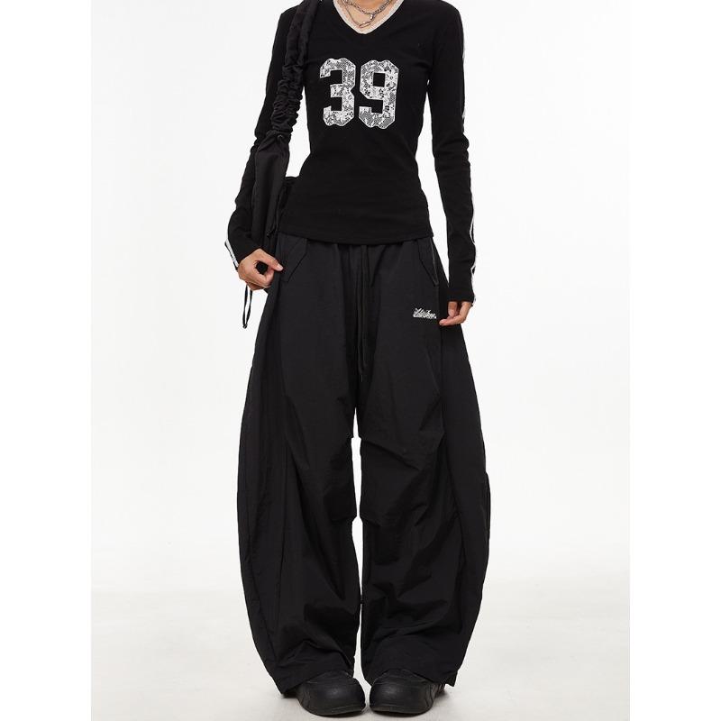 

Уличные танцы Скимитар Быстросохнущие Складные Широкие Штанины Цвет Дофамина Свободные На кулиске Повседневные Длинные Штаны 2XL чёрный