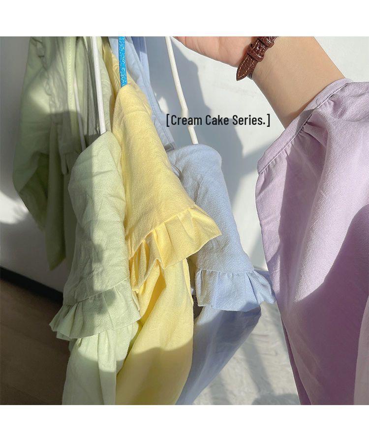 Damen Gelbes Milch Langarmshirt, Französischer Retro Puppenkragen, Schickes Frühling/Herbst Design, Süßer und Nischenstil.